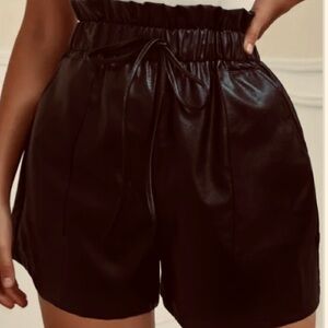 Faux Leather Paper Bag Shorts